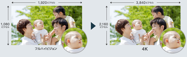 高精細な4K30pで、生まれた瞬間から美しく鮮やかに記録。